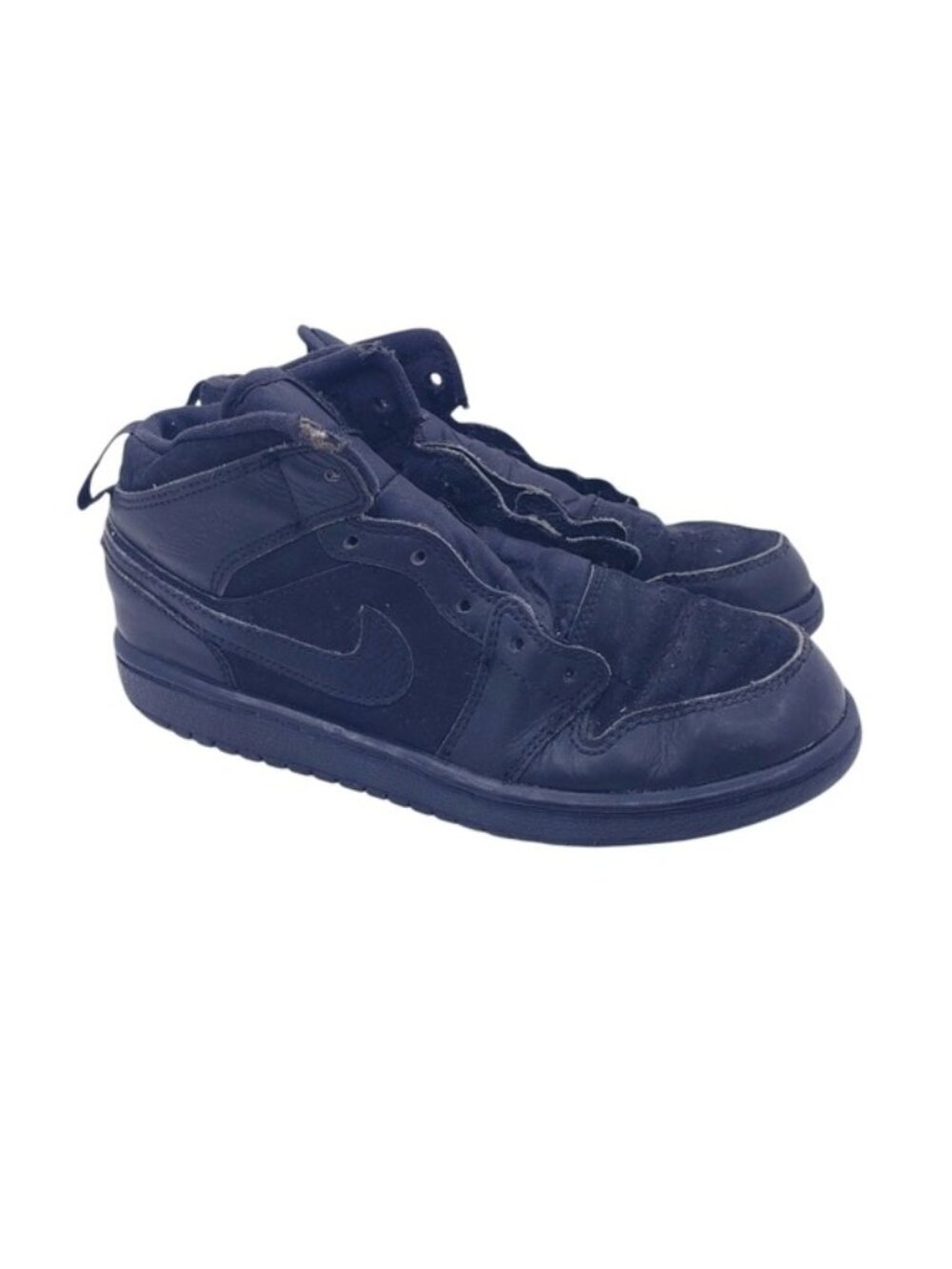 Nike Air Jordan 1 Mid Triple Black Suede & Leather Sneakers Boys Youth Size 2.5